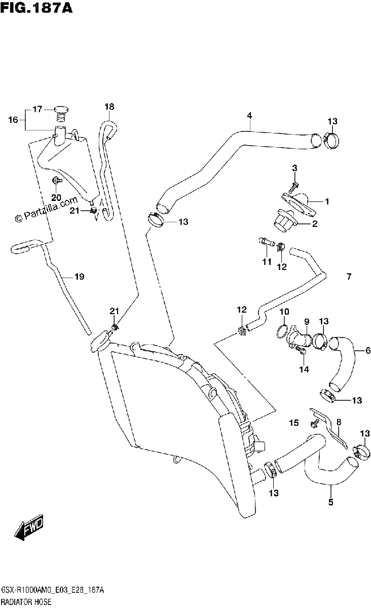 Diagrama de 187A RADIATOR HOSE