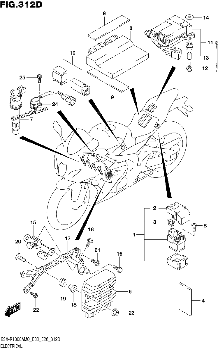 Diagrama de 312D ELECTRICAL GSX R1000RA GSX R1000RZA E03 E28