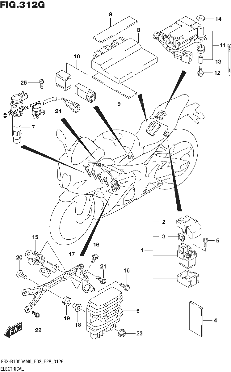 Diagrama de 312G ELECTRICAL GSX R1000A E33