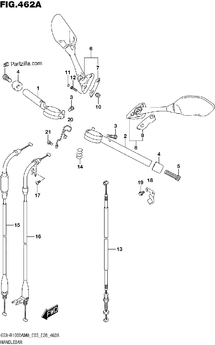 Diagrama de 462A HANDLEBAR