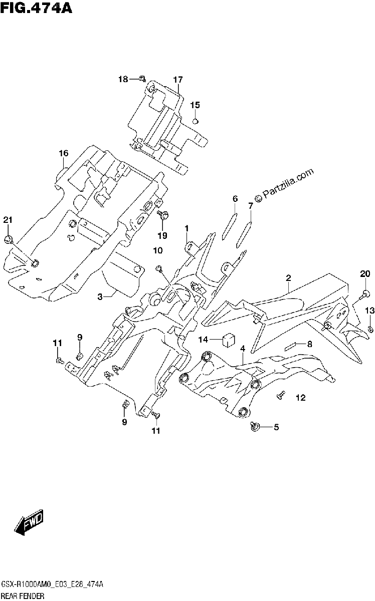 Diagrama de 474A REAR FENDER