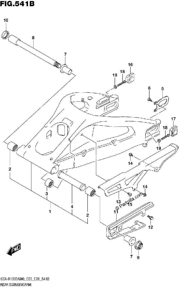 Diagrama de 541B REAR SWINGINGARM GSX R1000A