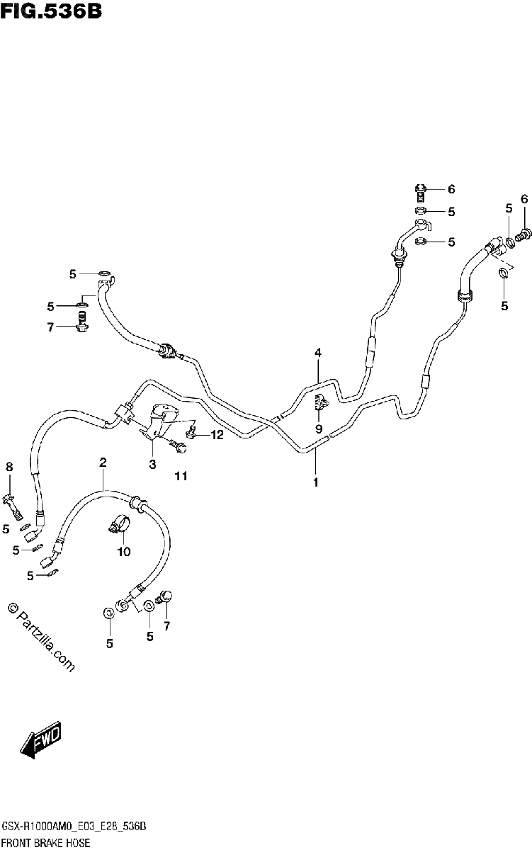 Diagrama de FRONT BRAKE HOSE GSX R1000RA GSX R1000RZA