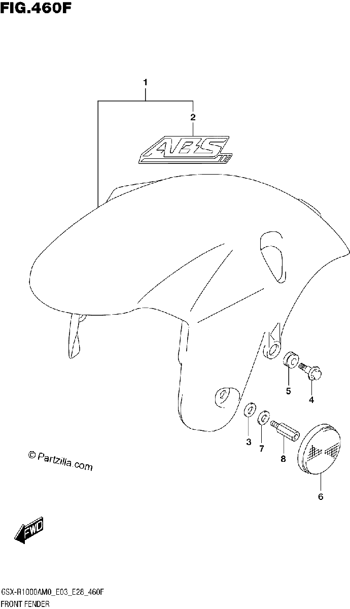 Diagrama de FRONT FENDER GSX R1000RZA