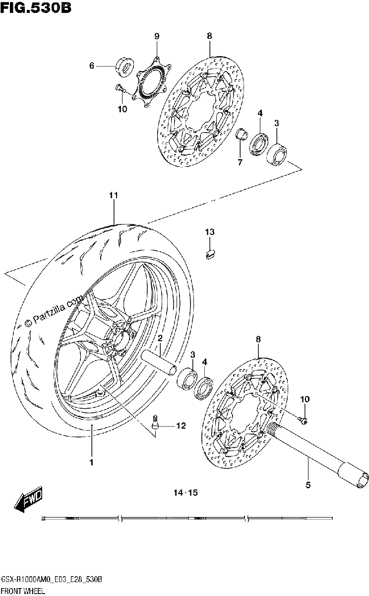 Diagrama de FRONT WHEEL GSX R1000A