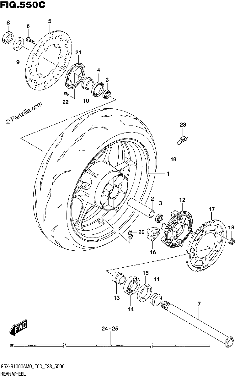 Diagrama de REAR WHEEL GSX R1000RA