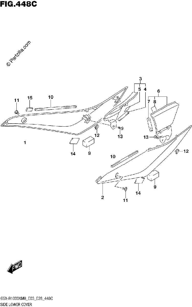 Diagrama de SIDE LOWER COVER GSX R1000RA