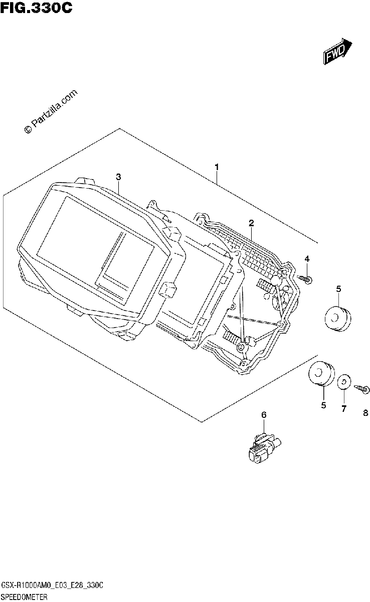 Diagrama de SPEEDOMETER GSX R1000A E03 E33