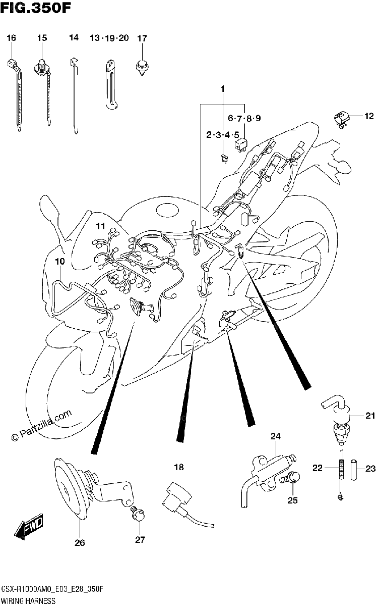 Diagrama de WIRING HARNESS GSX R1000RA E33