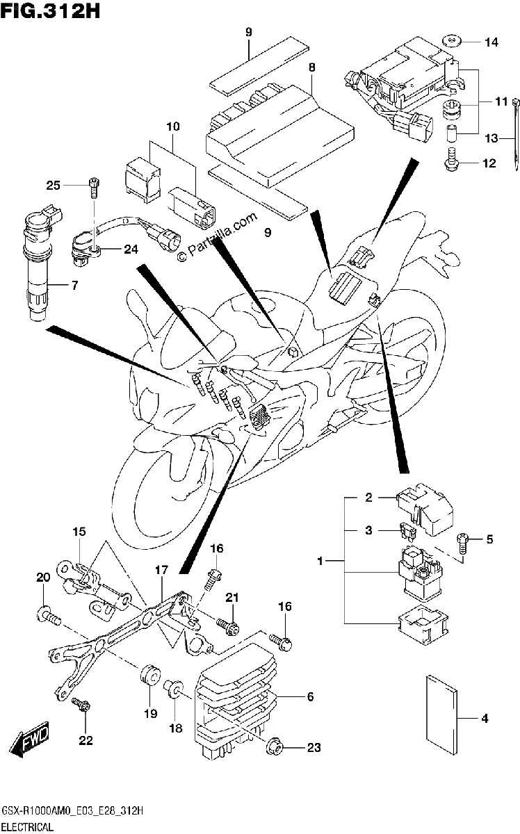 Diagrama de ELECTRICAL GSX R1000A E03 E28