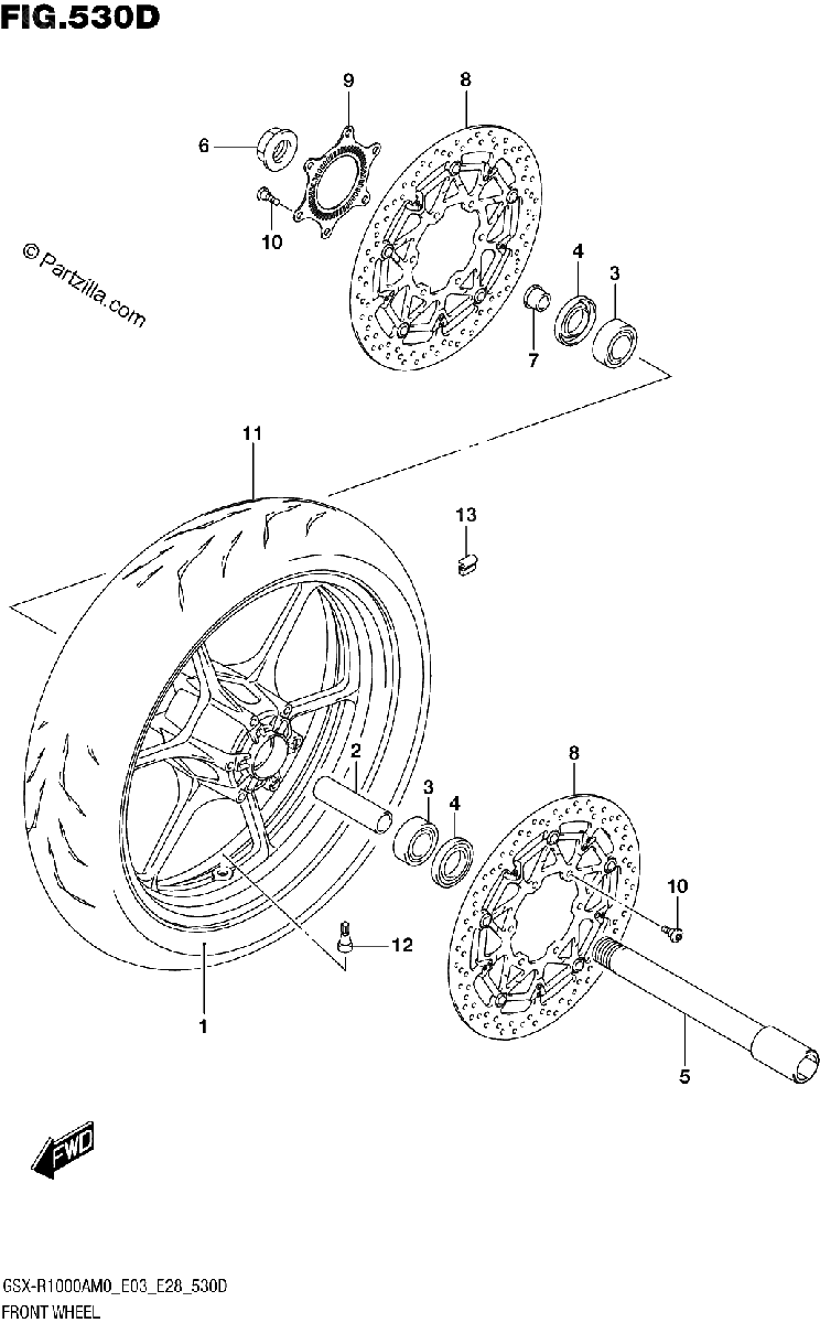 Diagrama de FRONT WHEEL GSX R1000RZA