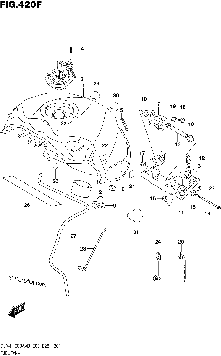 Diagrama de FUEL TANK GSX R1000A E33