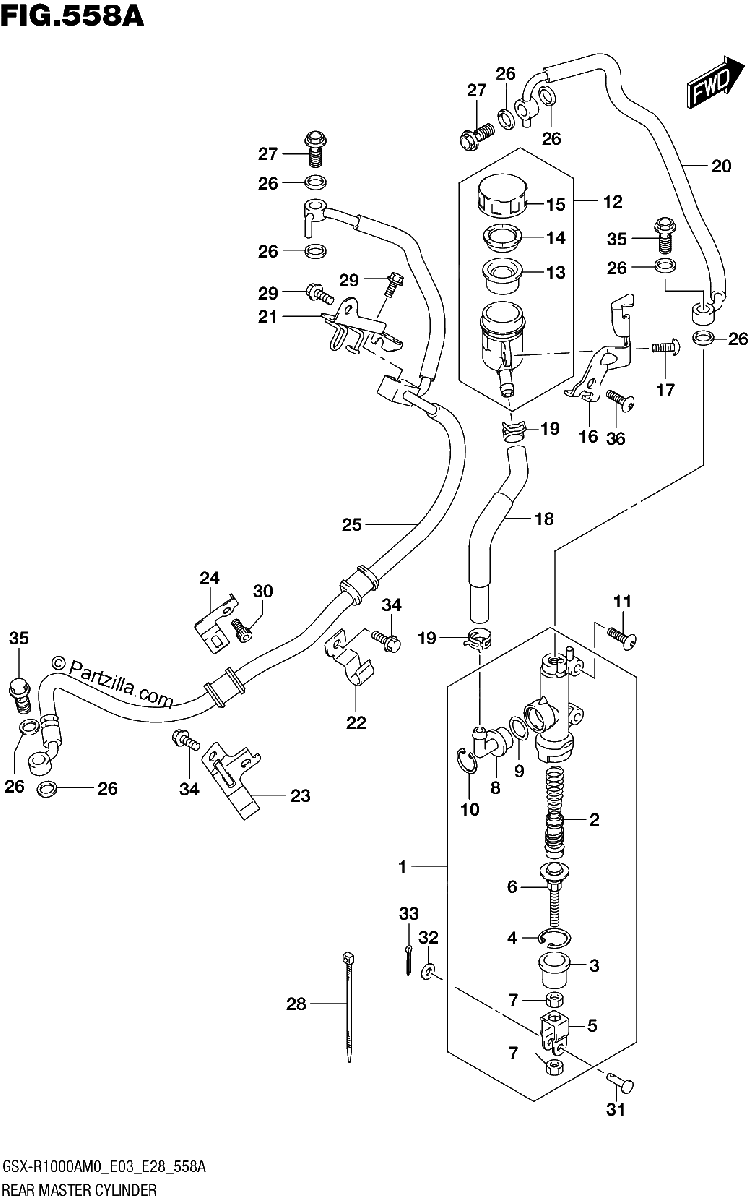 Diagrama de REAR MASTER CYLINDER
