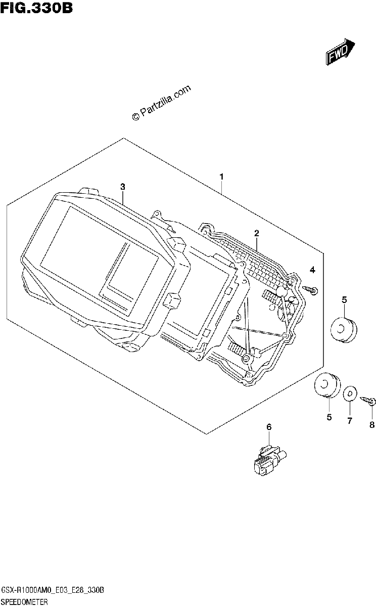 Diagrama de SPEEDOMETER GSX R1000A E28
