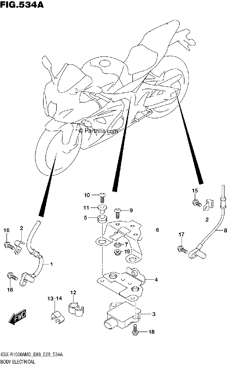Diagrama de BODY ELECTRICAL GSX R1000A