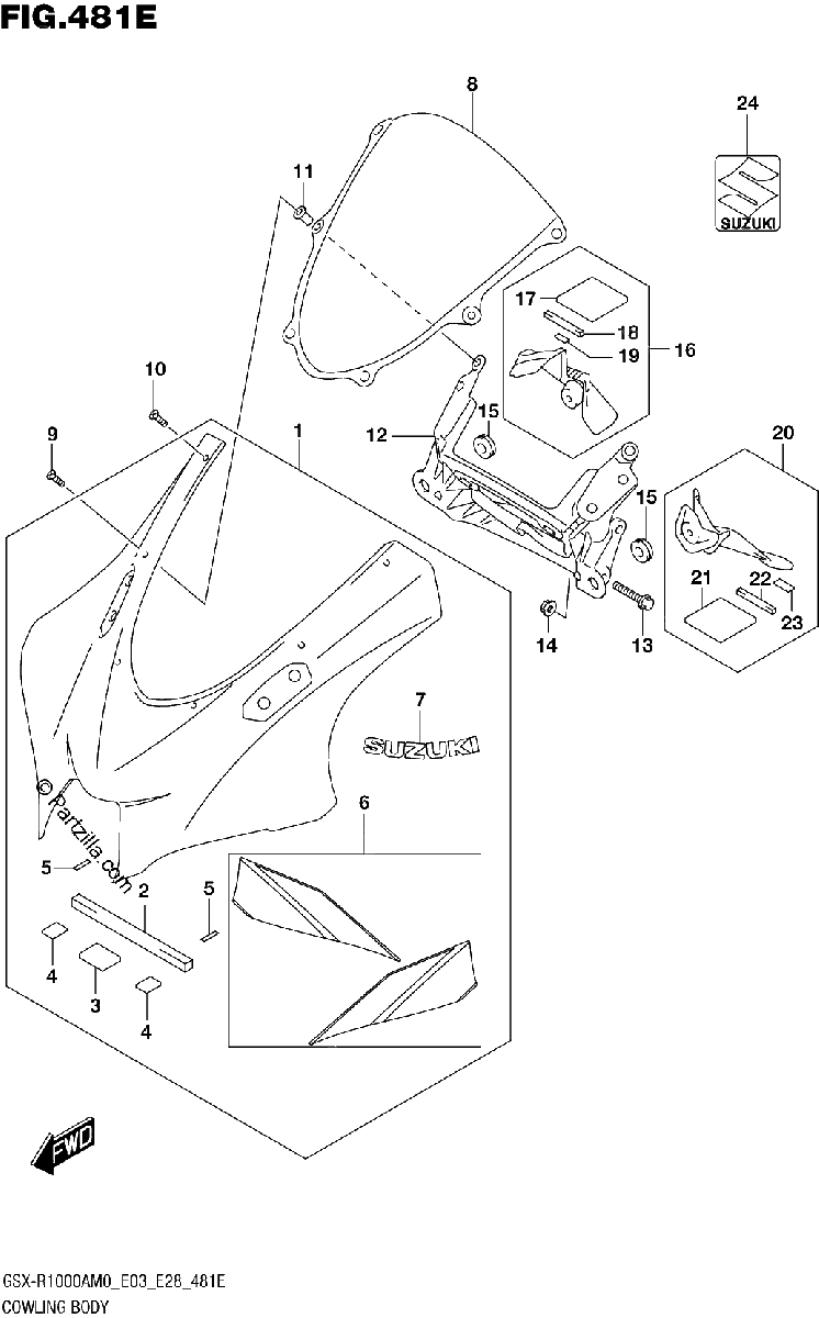 Diagrama de COWLING BODY GSX R1000RZA