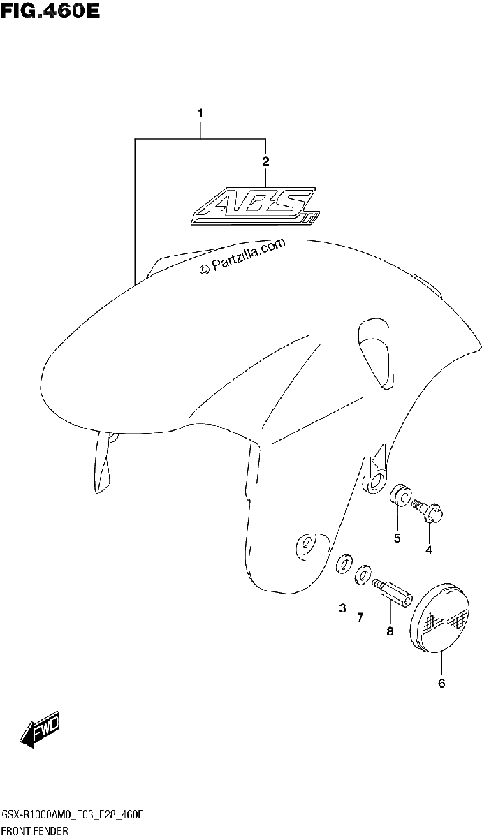 Diagrama de FRONT FENDER GSX R1000RA