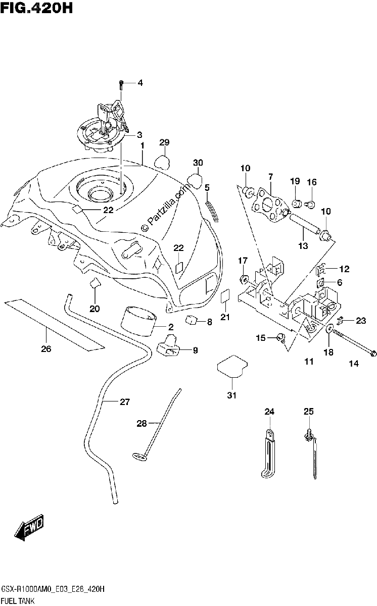 Diagrama de FUEL TANK GSX R1000RA E33