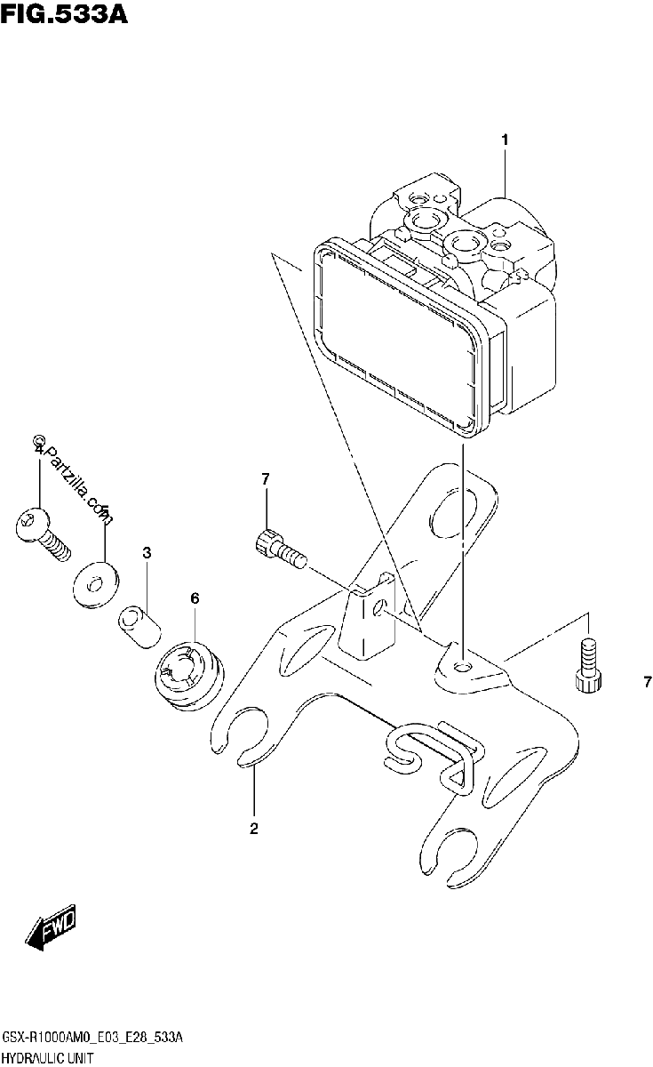 Diagrama de HYDRAULIC UNIT GSX R1000A