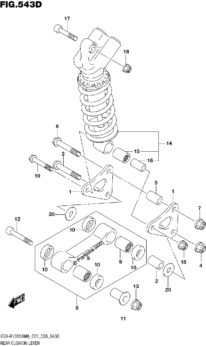 Diagrama de REAR CUSHION LEVER GSX R1000RA