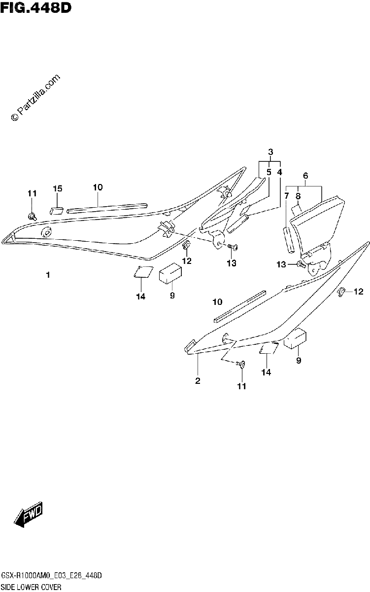 Diagrama de SIDE LOWER COVER GSX R1000RZA