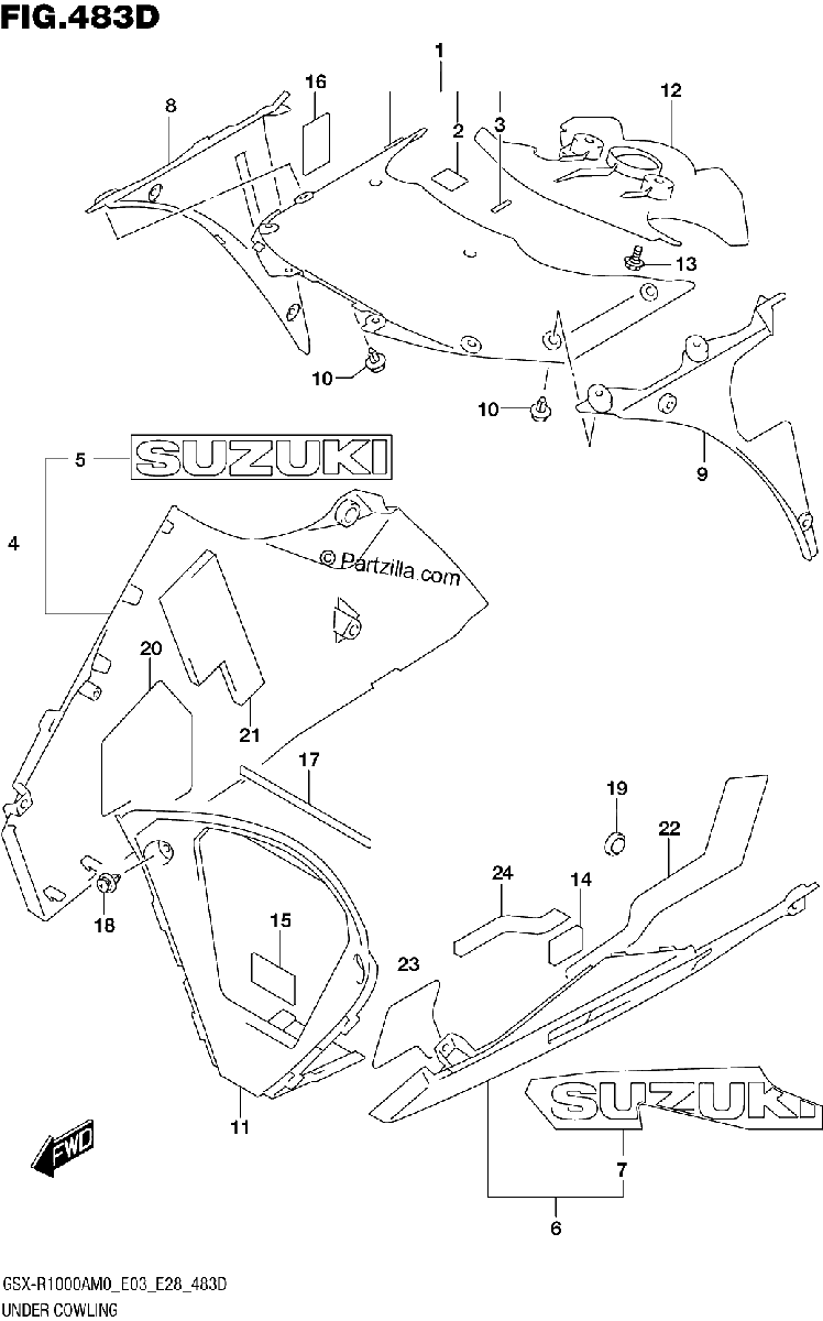 Diagrama de UNDER COWLING GSX R1000RZA