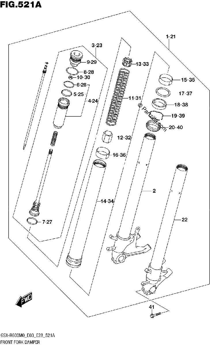 Diagrama de FRONT FORK DAMPER