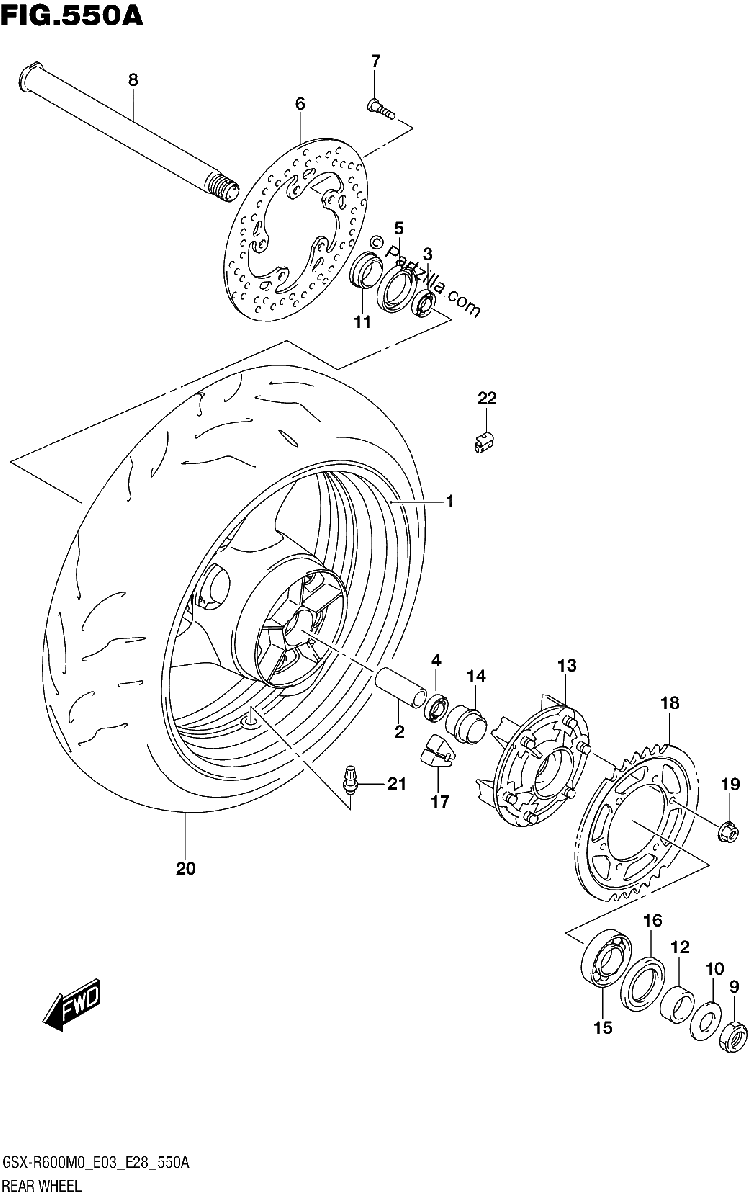 Diagrama de REAR WHEEL