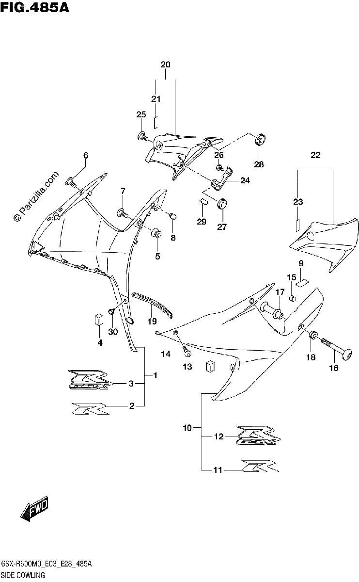 Diagrama de SIDE COWLING