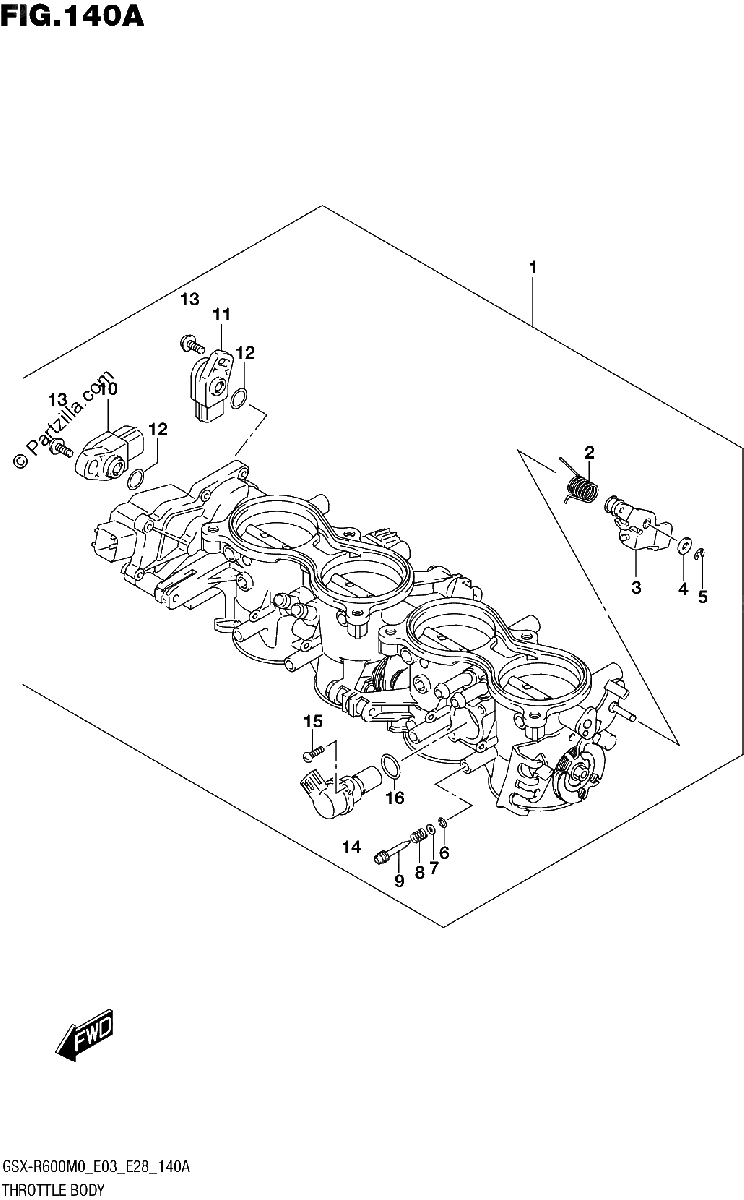 Diagrama de THROTTLE BODY E03 E28