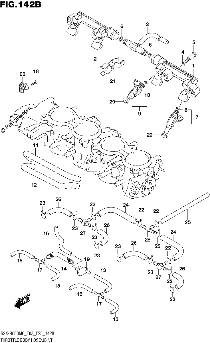 Diagrama de THROTTLE BODY HOSE JOINT E33