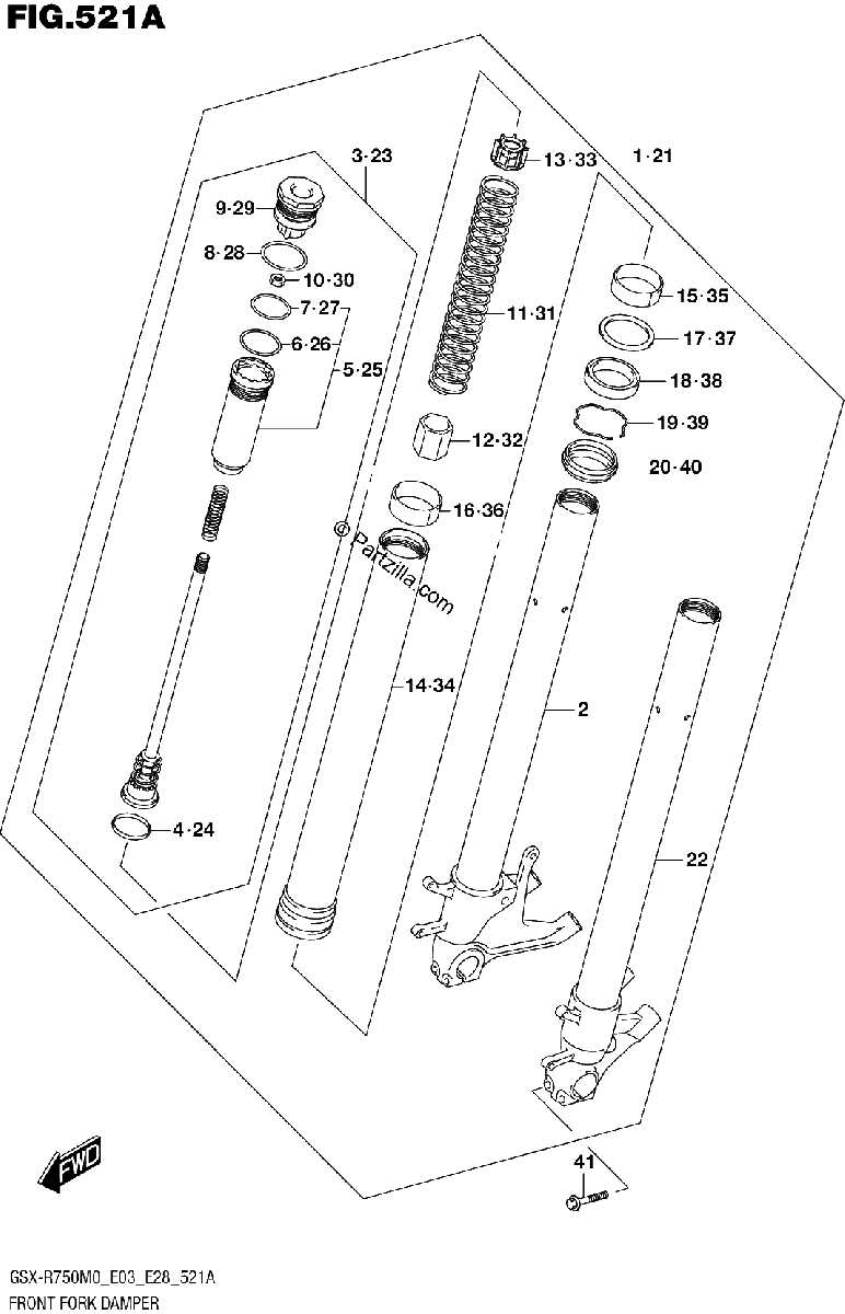 Diagrama de FRONT FORK DAMPER