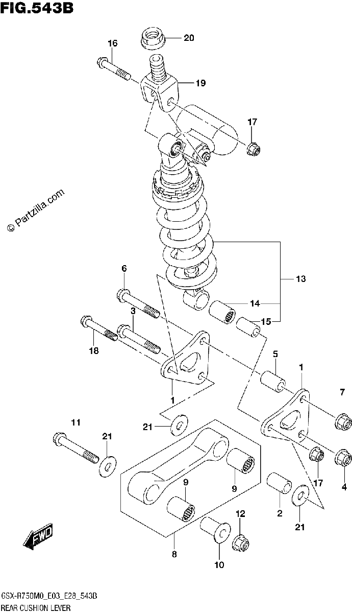 Diagrama de REAR CUSHION LEVER