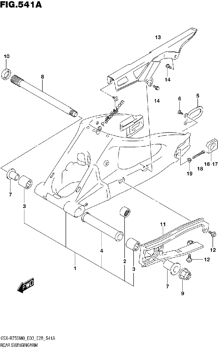 Diagrama de REAR SWINGINGARM