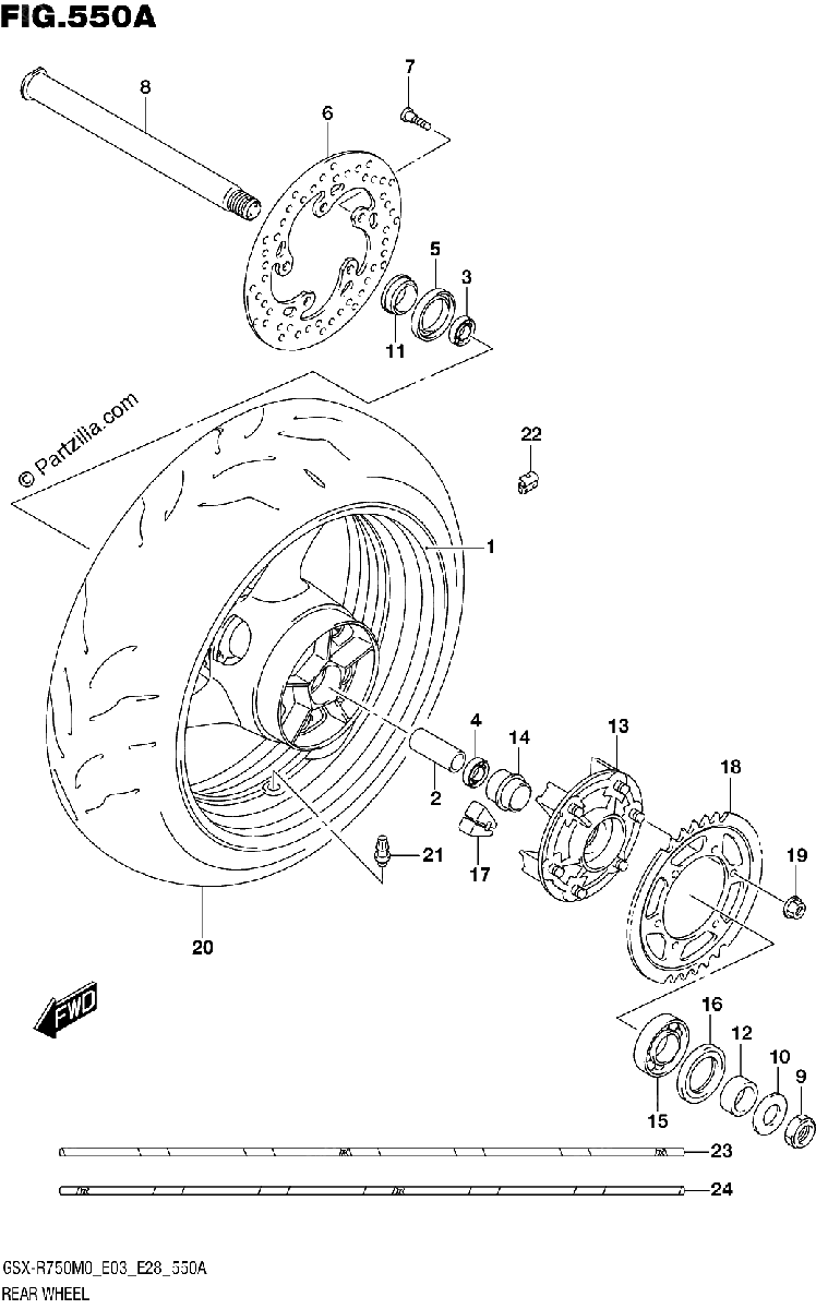 Diagrama de REAR WHEEL