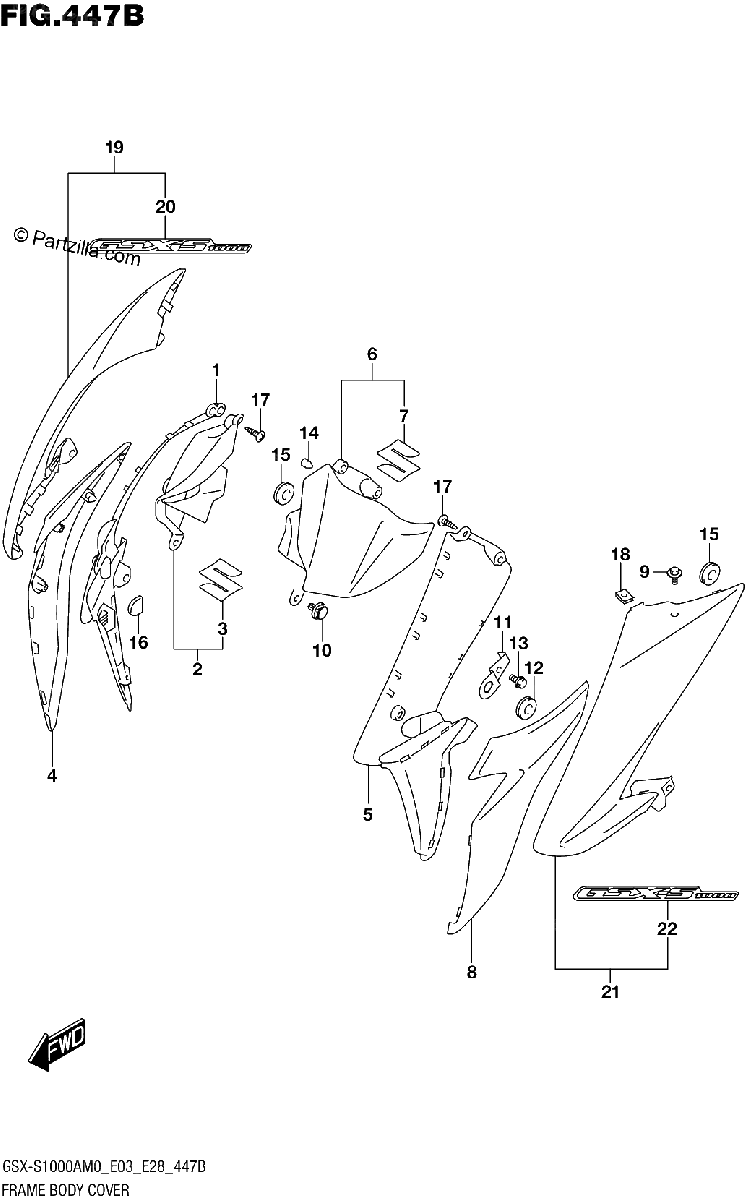 Diagrama de FRAME BODY COVER GSX S1000A
