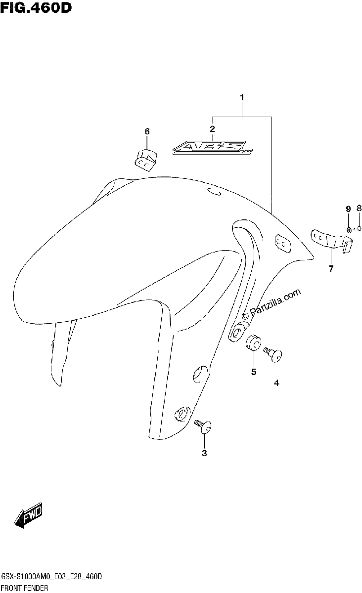 Diagrama de FRONT FENDER GSX S1000ZA