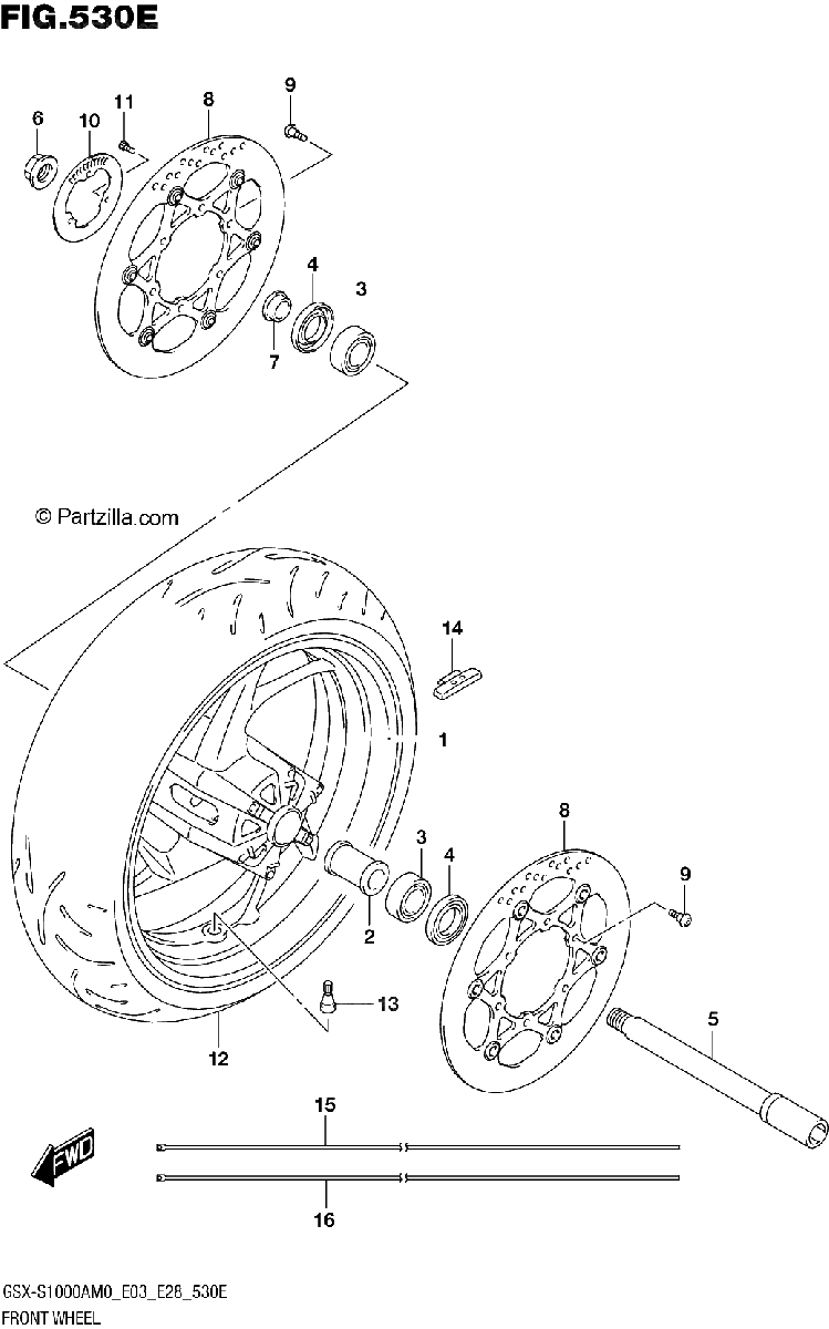 Diagrama de FRONT WHEEL GSX S1000ZA