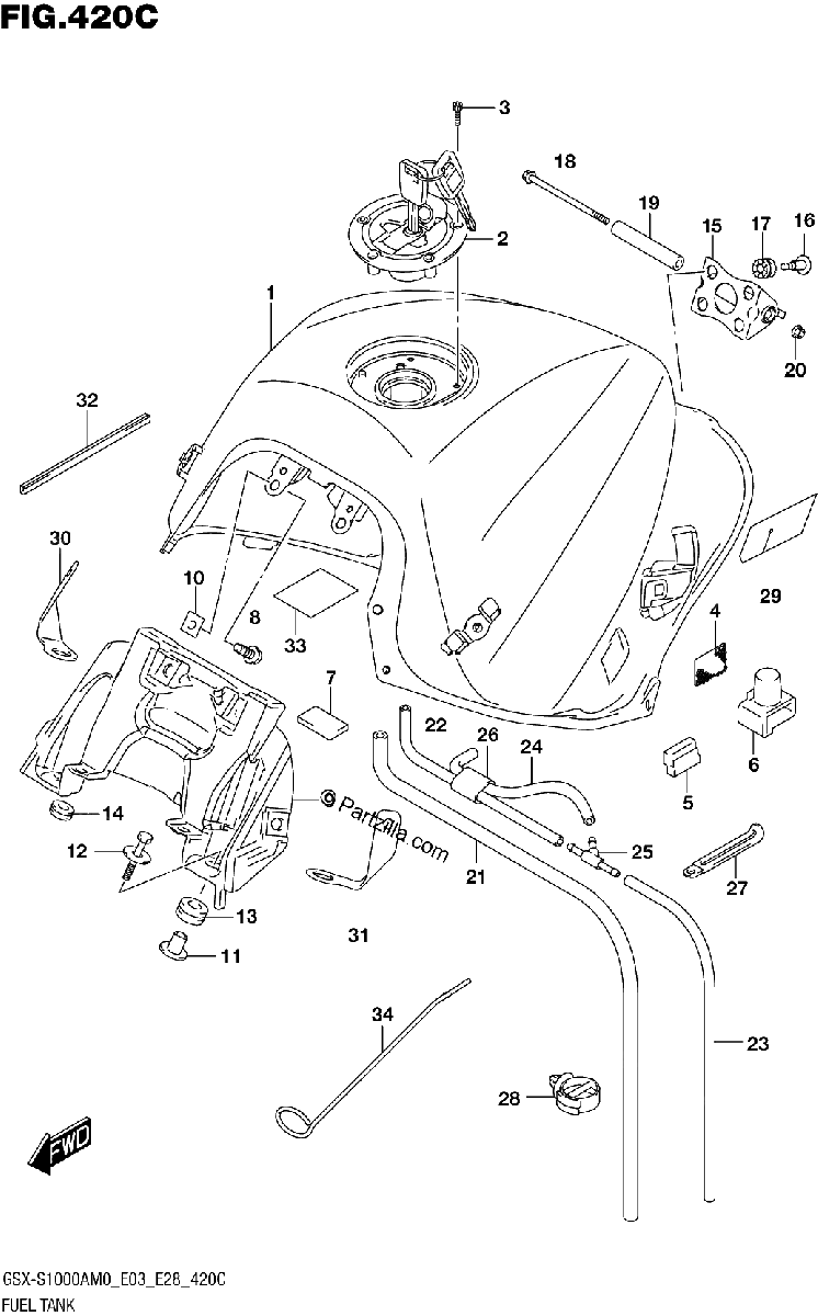 Diagrama de FUEL TANK GSX S1000A