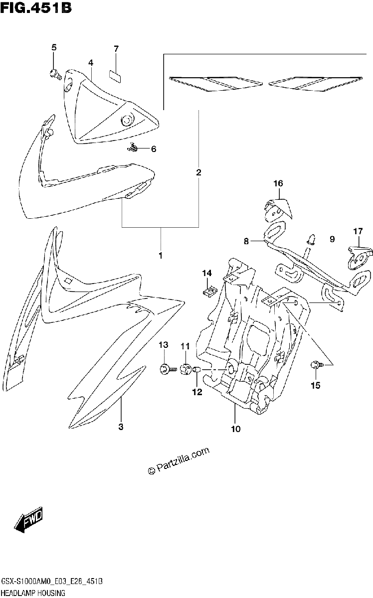 Diagrama de HEADLAMP HOUSING GSX S1000ZA