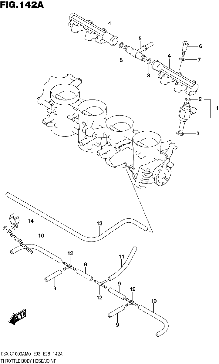 Diagrama de THROTTLE BODY HOSE JOINT E03 E28