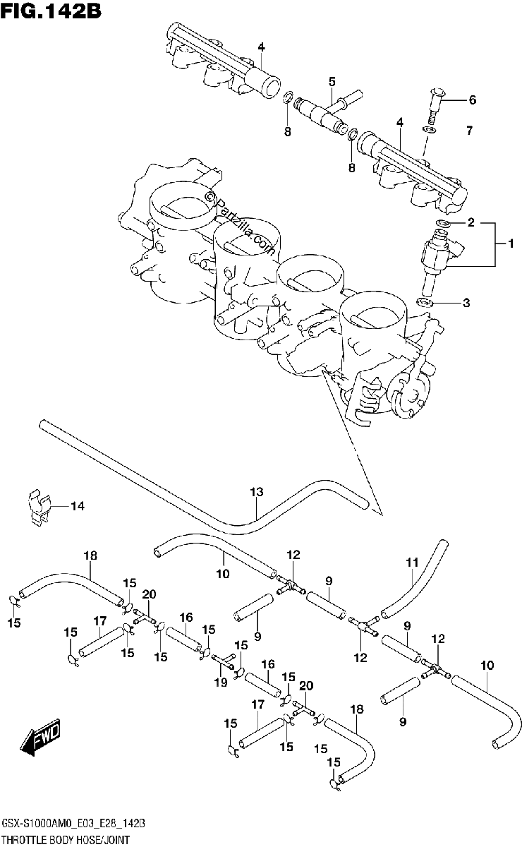 Diagrama de THROTTLE BODY HOSE JOINT E33