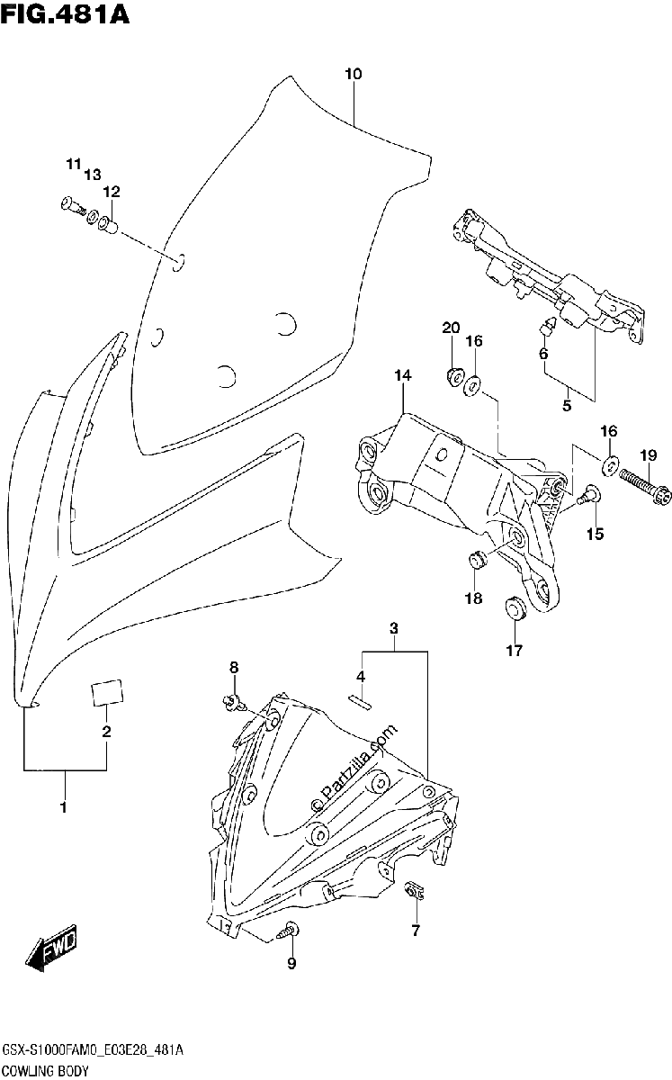 Diagrama de COWLING BODY E03 E33