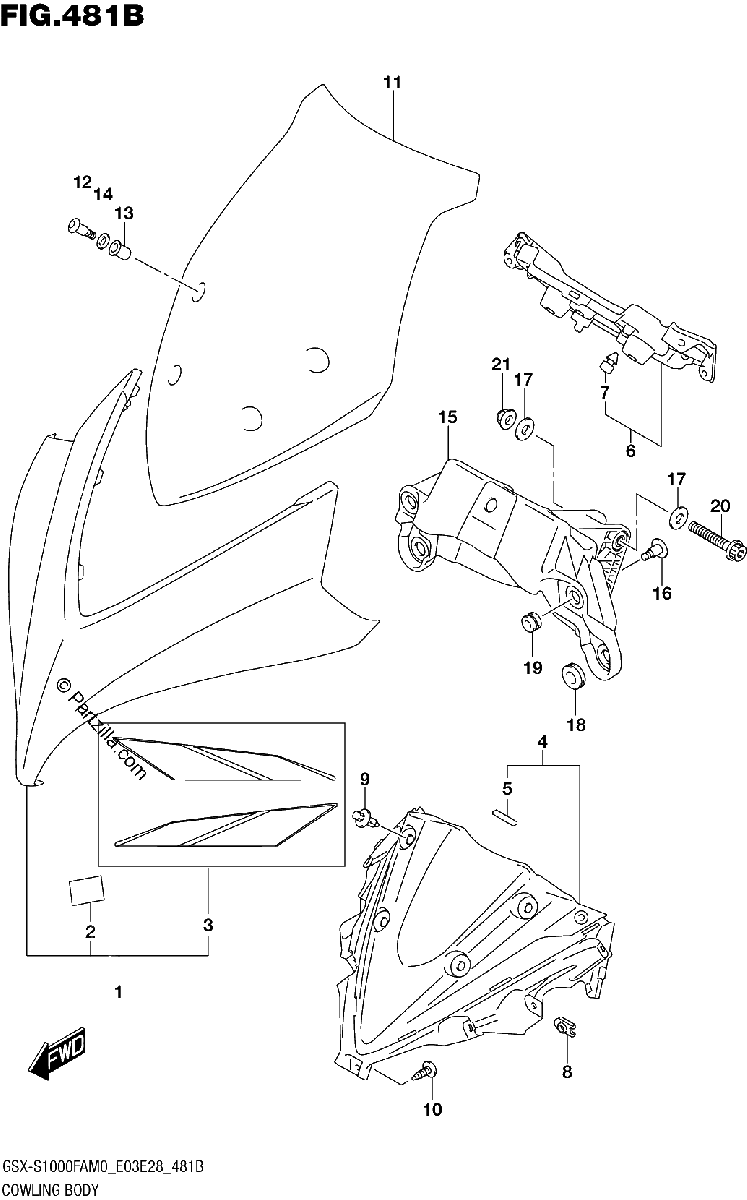 Diagrama de COWLING BODY E28