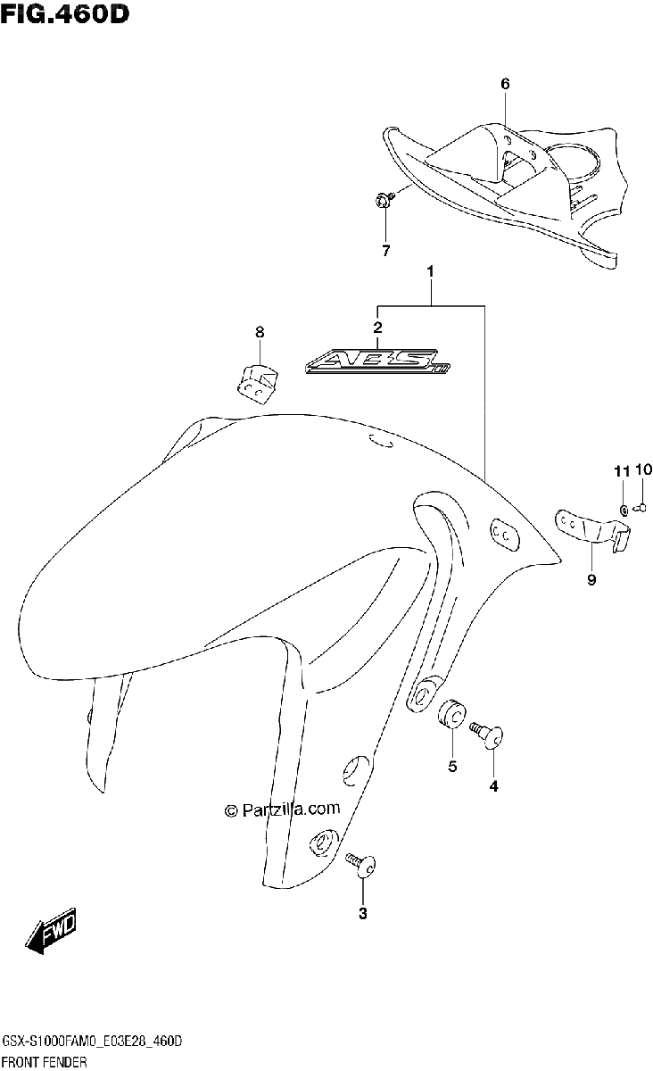 Diagrama de FRONT FENDER E28