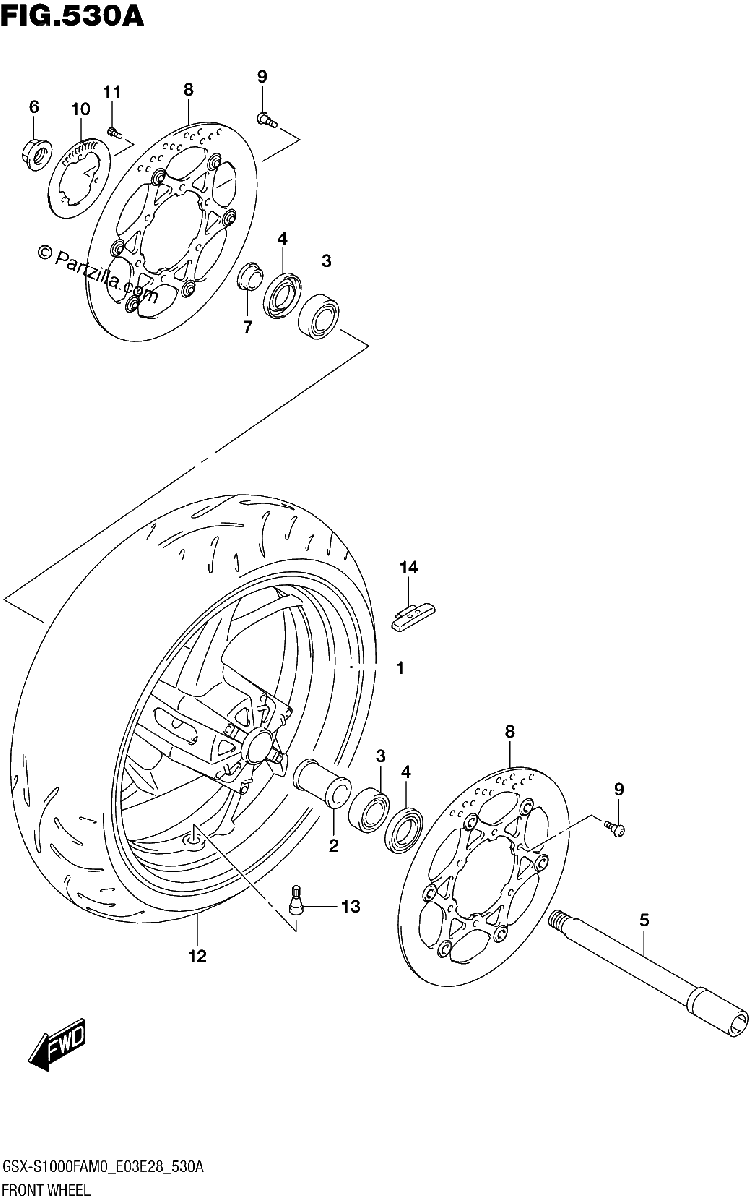 Diagrama de FRONT WHEEL E03 E33