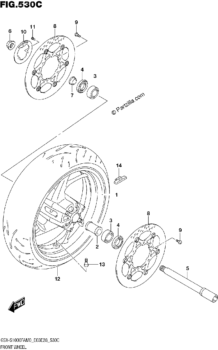 Diagrama de FRONT WHEEL E28