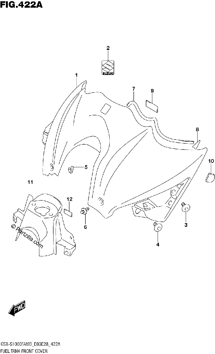 Diagrama de FUEL TANK FRONT COVER E03 E33