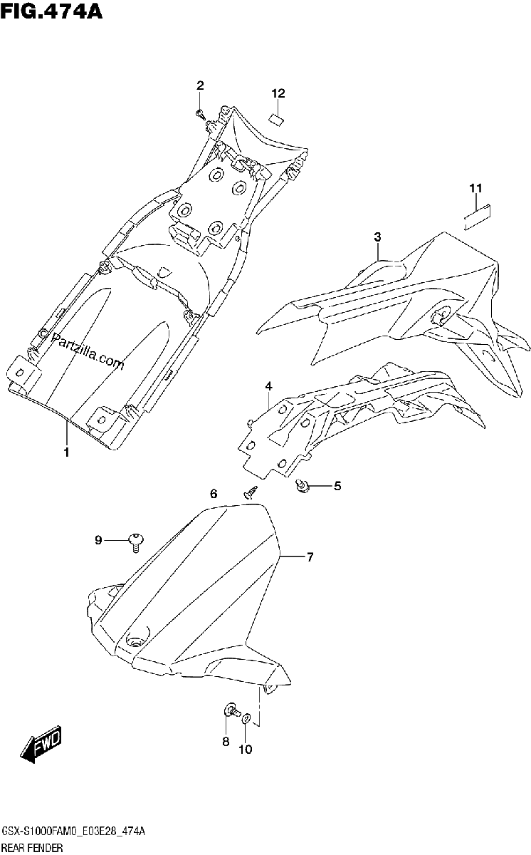 Diagrama de REAR FENDER
