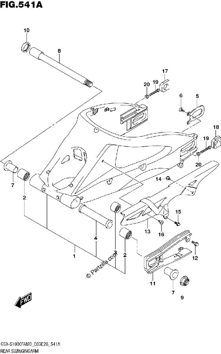 Diagrama de REAR SWINGINGARM